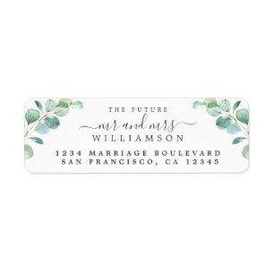 Future Mr Mrs Green Foliage Wedding Return Address