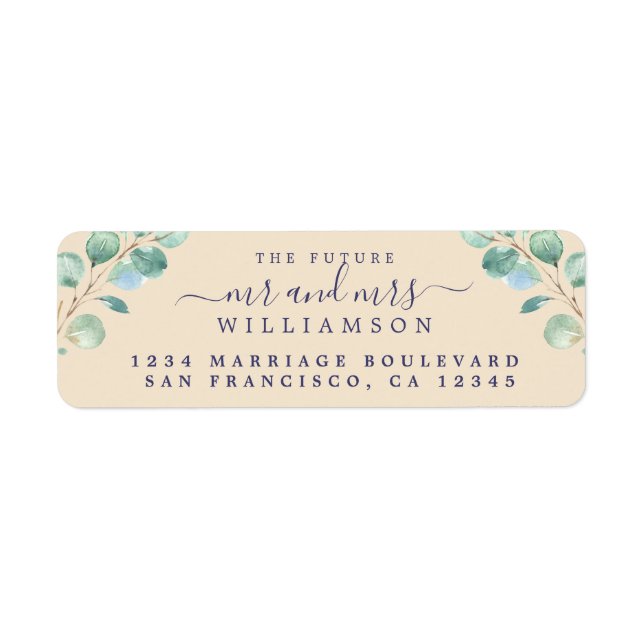 Future Mr Mrs Green Foliage Wedding Return Address (Front)