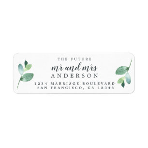 Future Mr Mrs Green Foliage Wedding Return Address