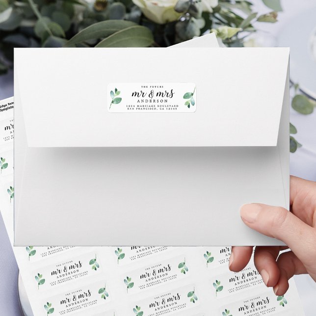 Future Mr Mrs Green Foliage Wedding Return Address (Creator Uploaded)
