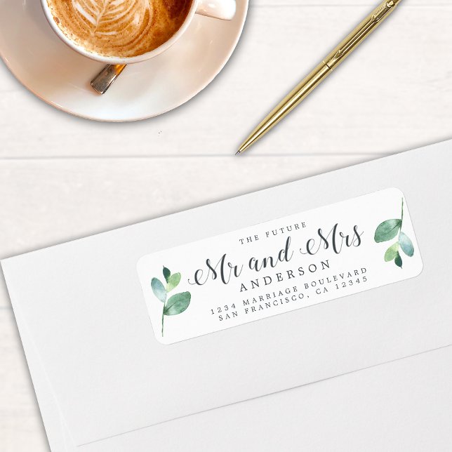 Future Mr Mrs Green Foliage Wedding Return Address (Creator Uploaded)