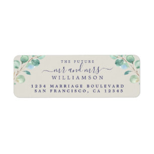 Future Mr Mrs Green Foliage Wedding Return Address