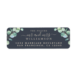 Future Mr Mrs Green Foliage Wedding Return Address