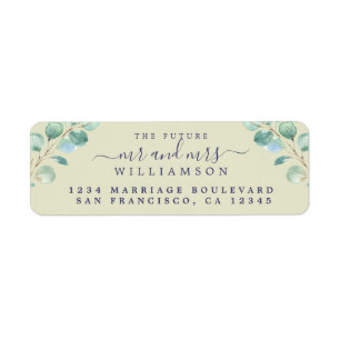Future Mr Mrs Green Foliage Wedding Return Address