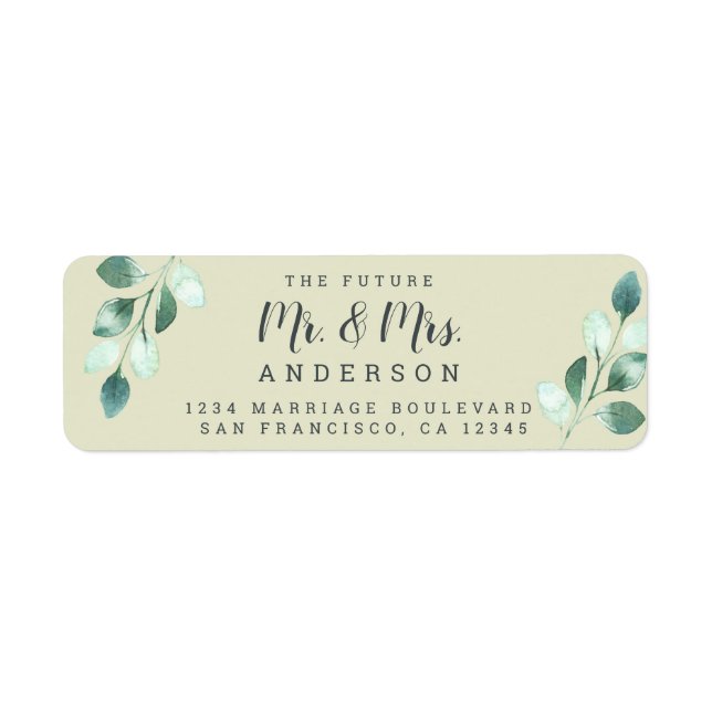 Future Mr Mrs Green Foliage Wedding Return Address (Front)