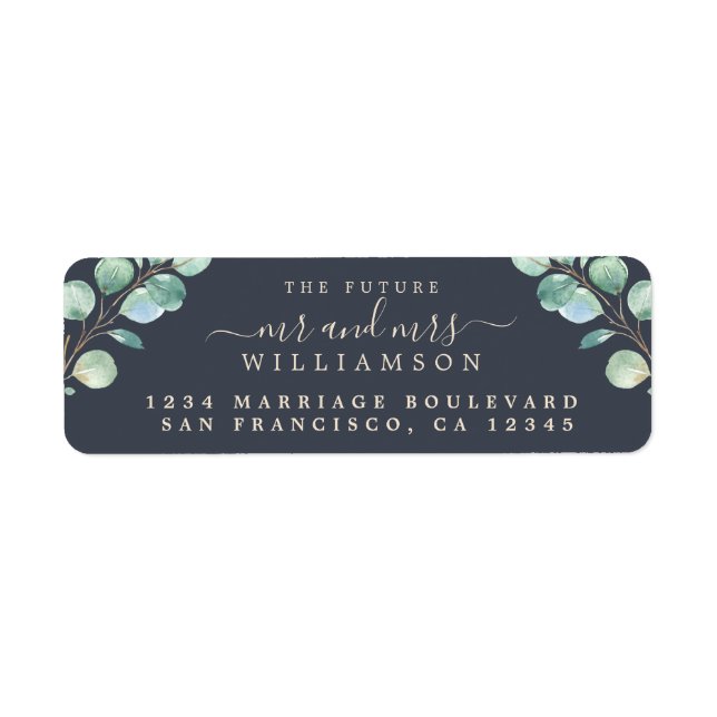 Future Mr Mrs Green Foliage Wedding Return Address (Front)