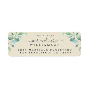 Future Mr Mrs Green Foliage Wedding Return Address