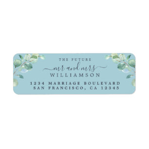 Future Mr Mrs Green Foliage Wedding Return Address