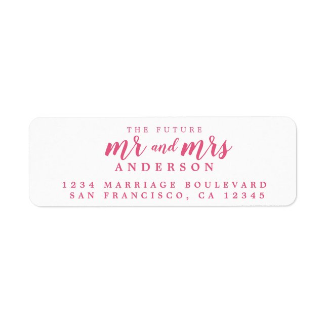 Future Mr Mrs Hot Pink Script Return Address (Front)