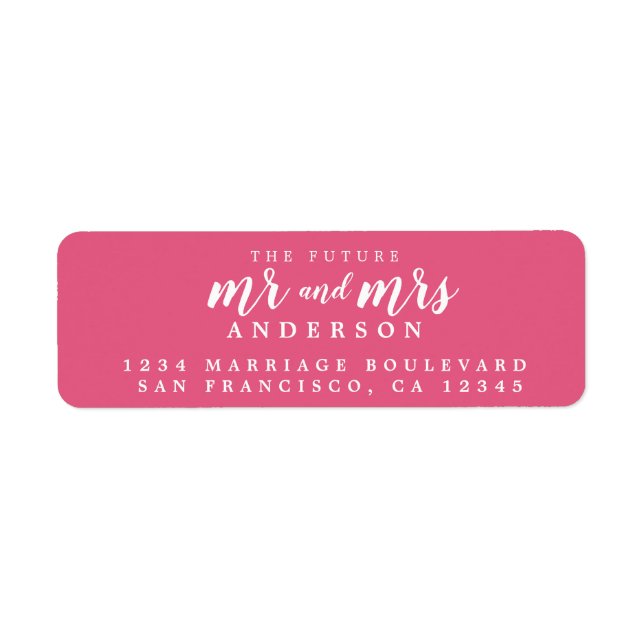 Future Mr Mrs Hot Pink Wedding Return Address (Front)