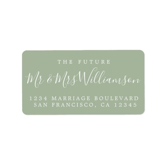 Future Mr Mrs Laurel Green Wedding Return Address Label (Front)