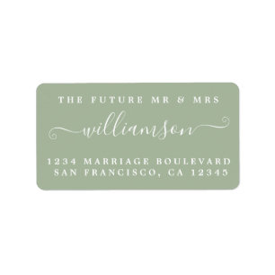 Future Mr Mrs Laurel Green Wedding Return Address Label