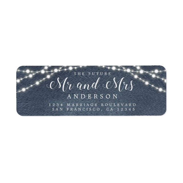 Future Mr Mrs Lights Blue Wedding Return Address (Front)