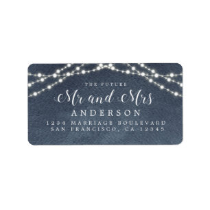 Future Mr Mrs Lights Blue Wedding Return  Label