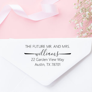 Future Mr Mrs Minimal Script Custom Return Address Self-inking Stamp
