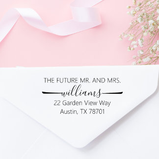 Future Mr Mrs Minimal Script Custom Return Address Self-inking Stamp