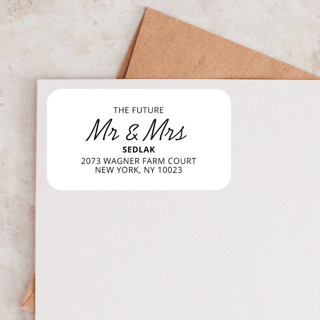 Future Mr & Mrs Modern Wedding Party Personalized Label (Creator Uploaded)