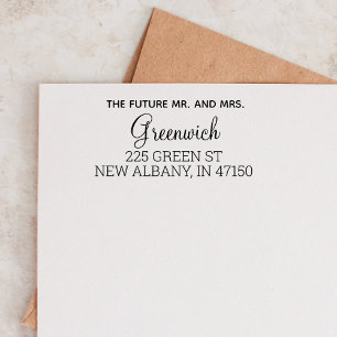 Future Mr Mrs Modern Wedding Return Address Custom Self-inking Stamp