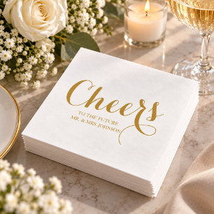 Future Mr & Mrs Name Minimalist Wedding White Napkin