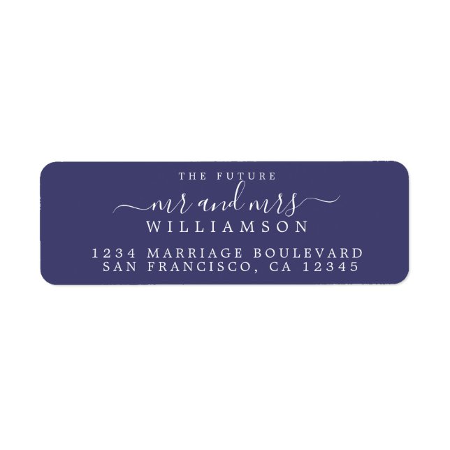 Future Mr Mrs Navy Blue Wedding Return Address (Front)
