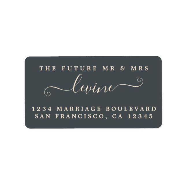 Future Mr Mrs Off-Black Wedding Return Address Label (Front)