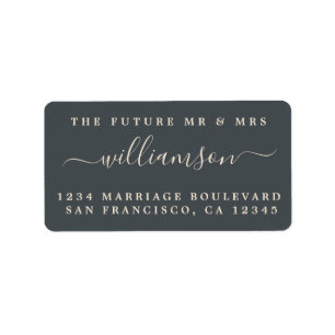 Future Mr Mrs Off-Black Wedding Return Address Label