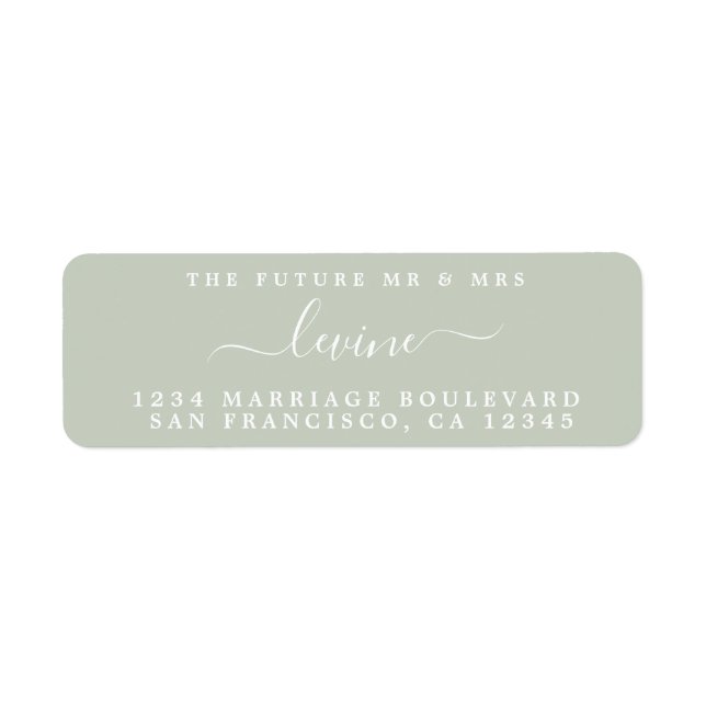 Future Mr Mrs Pastel Green Wedding Return Address (Front)