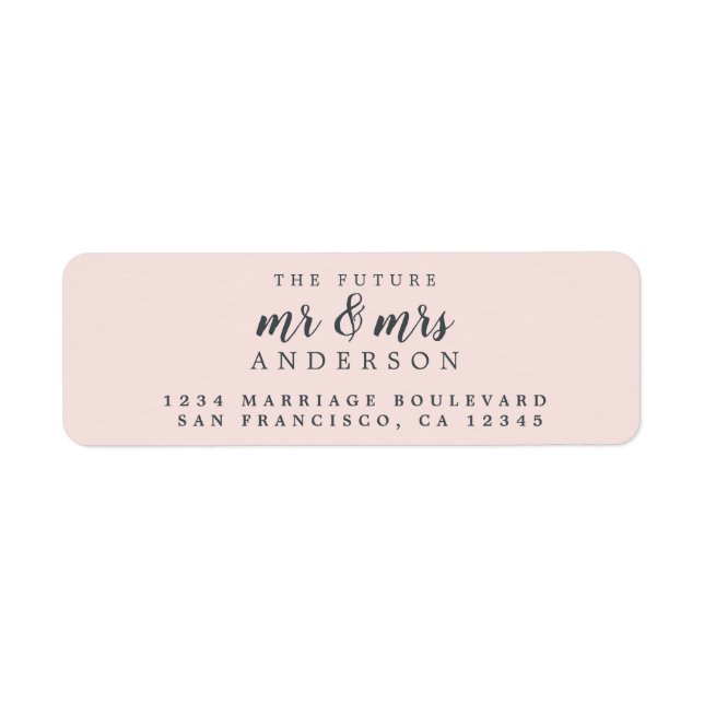 Future Mr Mrs Pastel Pink Wedding  Return Address (Front)