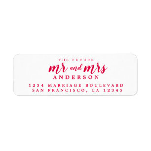 Future Mr Mrs Red Ink Script Return Address