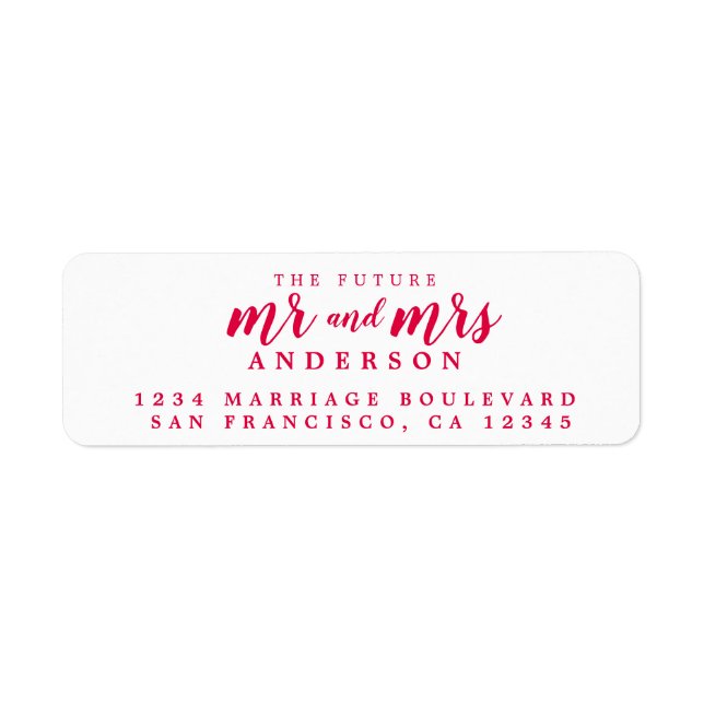 Future Mr Mrs Red Ink Script Return Address (Front)