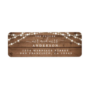 Future Mr Mrs Rustic Lights Wedding Return Address