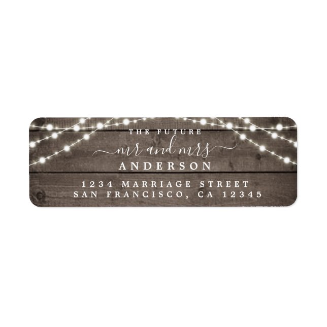 Future Mr Mrs Rustic Lights Wedding Return Address (Front)