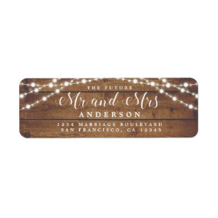 Future Mr Mrs Rustic Lights Wedding Return Address