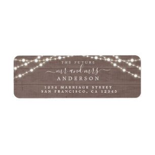 Future Mr Mrs Rustic Lights Wedding Return Address