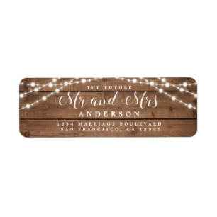 Future Mr Mrs Rustic Lights Wedding Return Address