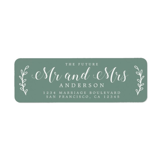 Future Mr Mrs Script Dusty Green Return Address (Front)