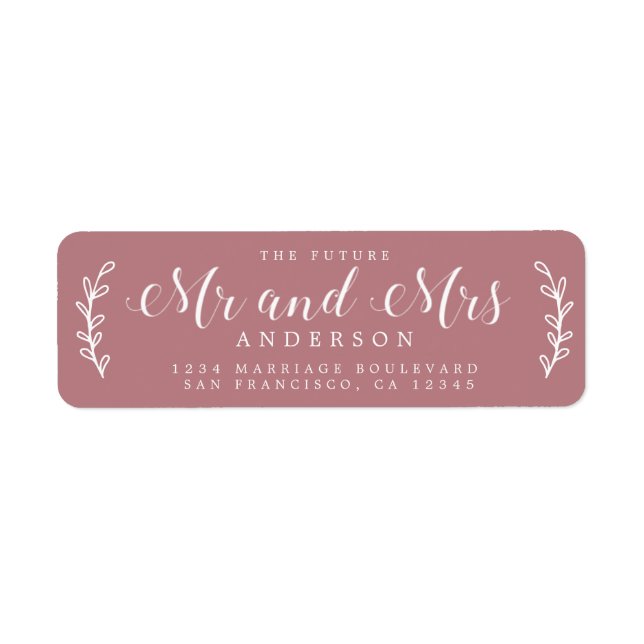 Future Mr Mrs Script Dusty Rose Return Address (Front)