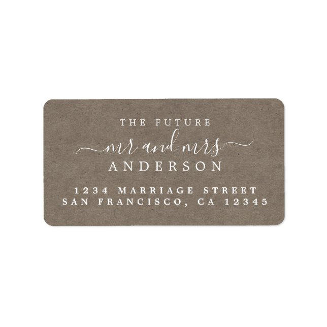 Future Mr Mrs Script Kraft Paper Wedding Address Label (Front)