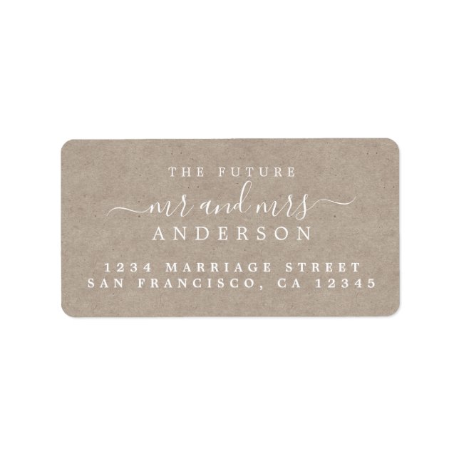 Future Mr Mrs Script Kraft Paper Wedding Address Label (Front)