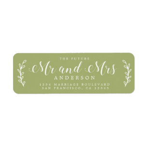 Future Mr Mrs Script Leaf Green Return Address