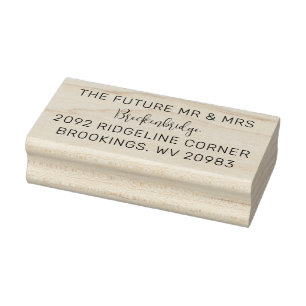 Future Mr Mrs Script Wedding Return Address Rubber Stamp