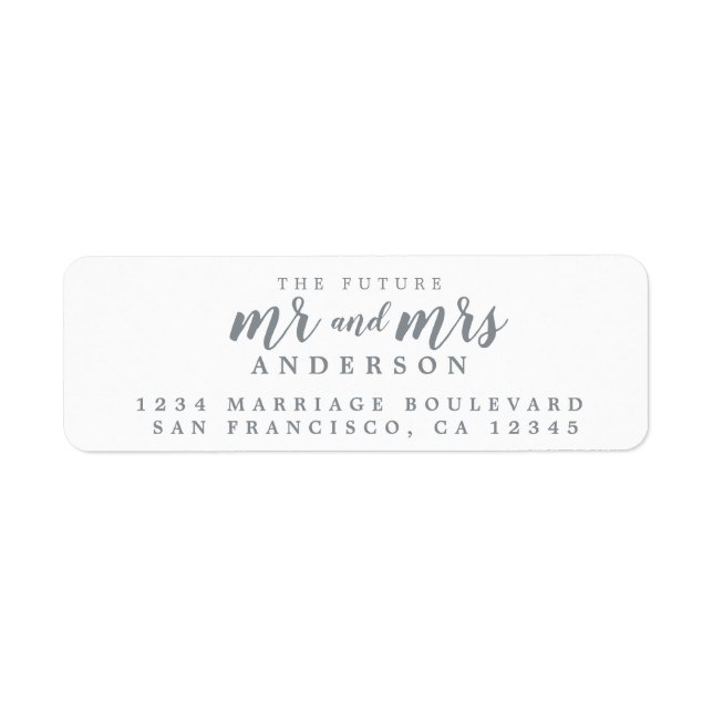 Future Mr Mrs Silver Ink Script Return Address (Front)