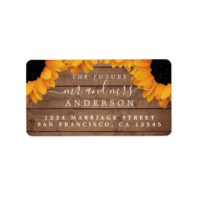 Future Mr Mrs Sunflower Wedding Return Address Label (Front)