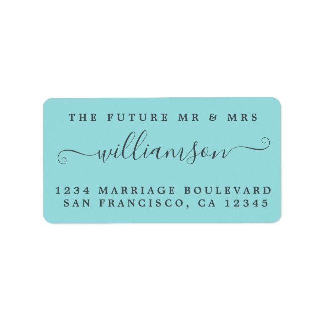 Future Mr Mrs Turquoise Wedding Return Address Lab Label (Front)