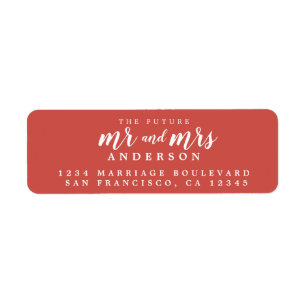 Future Mr Mrs Warm Red Wedding Return Address