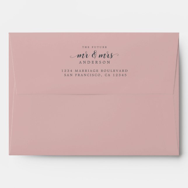 Future Mr Mrs Wedding Pink Return Address Envelope (Back (Top Flap))