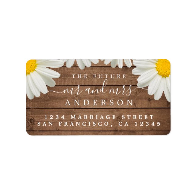 Future Mr Mrs White Daisies Wedding Return Address Label (Front)