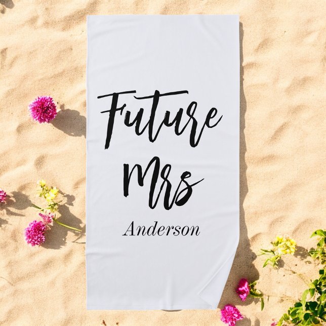 Future Mrs Black White Bachelorette Beach Towel (Creator Uploaded)