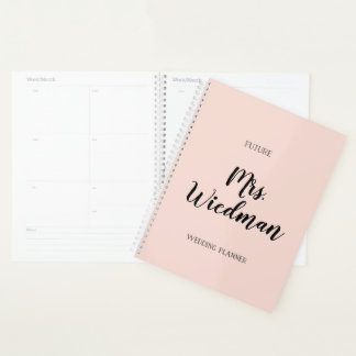 Future Mrs. Blush and Black Script Wedding Planner