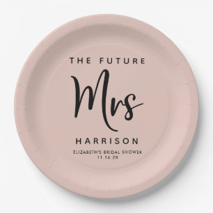 Future Mrs Blush Pink Bridal Shower Paper Plate